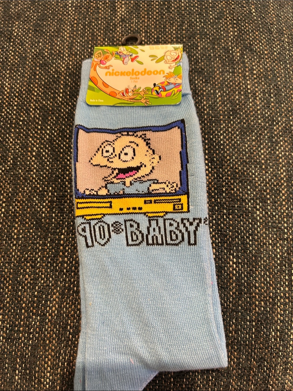 Nickelodeon Light Blue '90s Baby Graphic Men's Socks